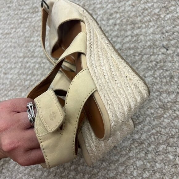 Lucky Brand  Mendona Espadrille Wedge Sandal heels size 7 cream tan - Picture 8 of 13